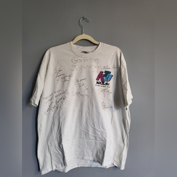 VTG KTU Radio Signed White Graphic T-Shirt Autographed Y2K Size M/L - Picture 1 of 14